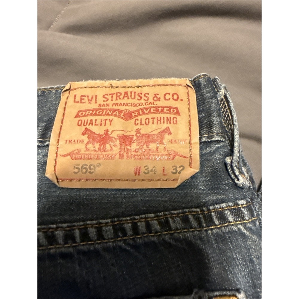 VTG Y2K Levis 569 Jeans Fits Mens 34x32 Blue Loose Straight Denim Baggy Wide Leg